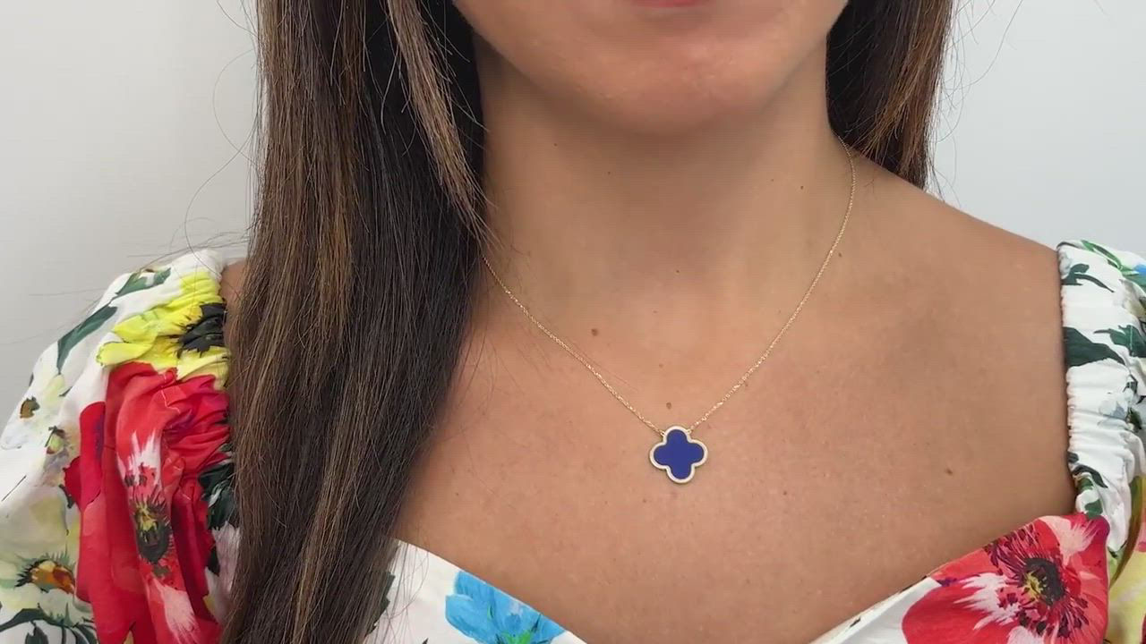 The Lovery Extra Large Lapis Single Clover Necklace 14K Gold - Macy's