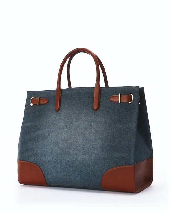 Lauren Ralph Lauren Devyn Denim with Leather Trim Extra-Large Tote