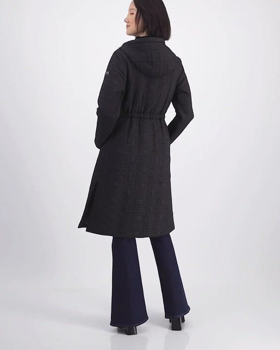 KARL LAGERFELD PARIS Women's Hooded Quilted Anorak Coat, Created
