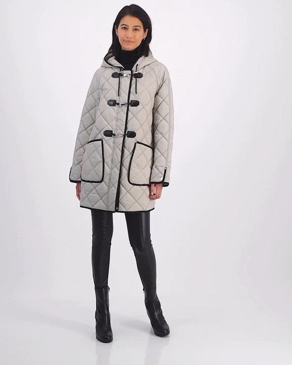 DKNY Women's Hooded Toggle Quilted Coat - Macy's