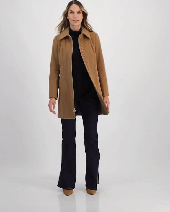 Michael Kors Women's Collared Zip-Front Coat, Created for