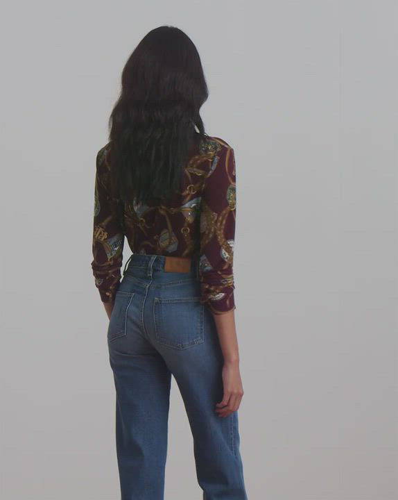 ラルフ・ローレン Lauren Ralph Lauren Slim Fit Print ストレッチ Jersey Shirt レディース Sweate Lauren Ralph Lauren Women's Slim-Fit Print Stretch Jersey