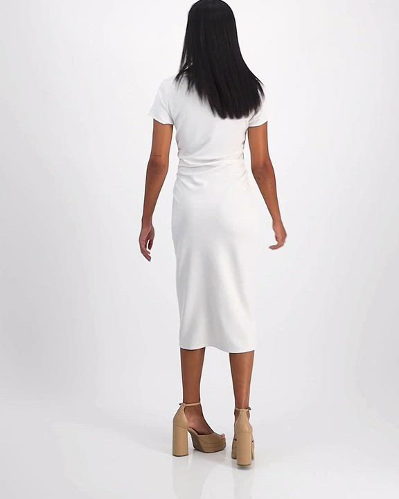 Bar III Women's Ruched Short-Sleeve Midi Dress, Exclusively at Macy's -  Macy's