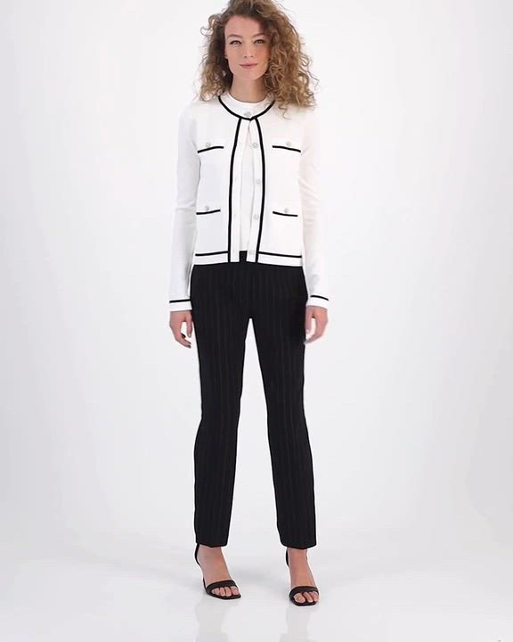 売れ筋商品|||カールラガーフェルド ニット&セーター アウター レディース Women's Four-Pocket Crewneck Cardigan Soft White KARL LAGERFELD PARIS Women's Four-Pocket Crewneck Cardigan