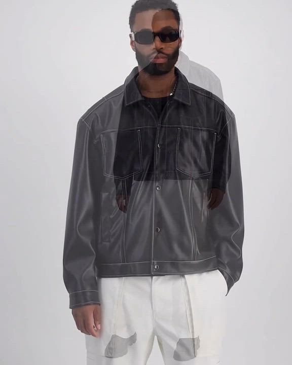 Mode of One Men's Faux-Leather Trucker Jacket, Exclusively at