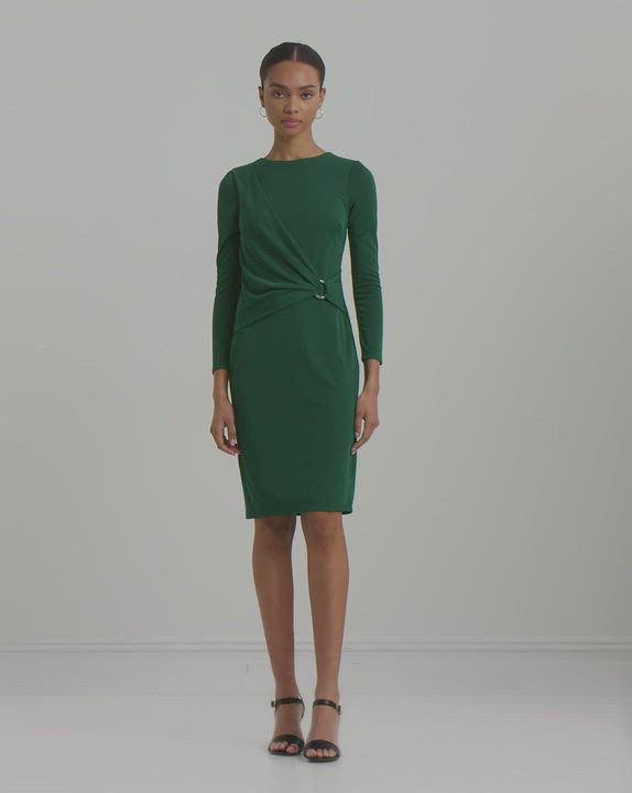 送関込【LAUREN RALPH LAUREN】PONTE THREE-QUARTER-SLEEVE DRES Lauren Ralph Lauren Women's Beige Ponte Three Quarter Sleeve