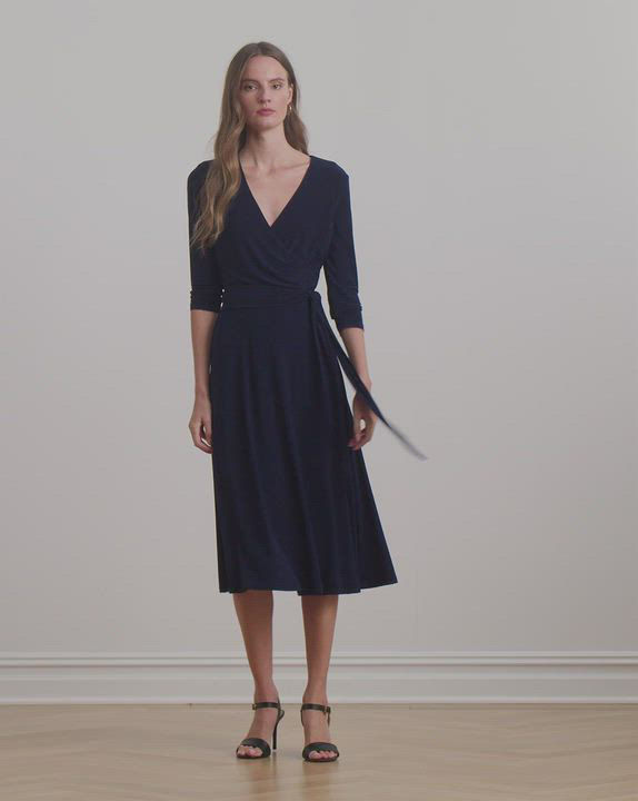 Lauren Ralph Lauren Surplice Jersey Dress - Lighthouse Navy - Size 6