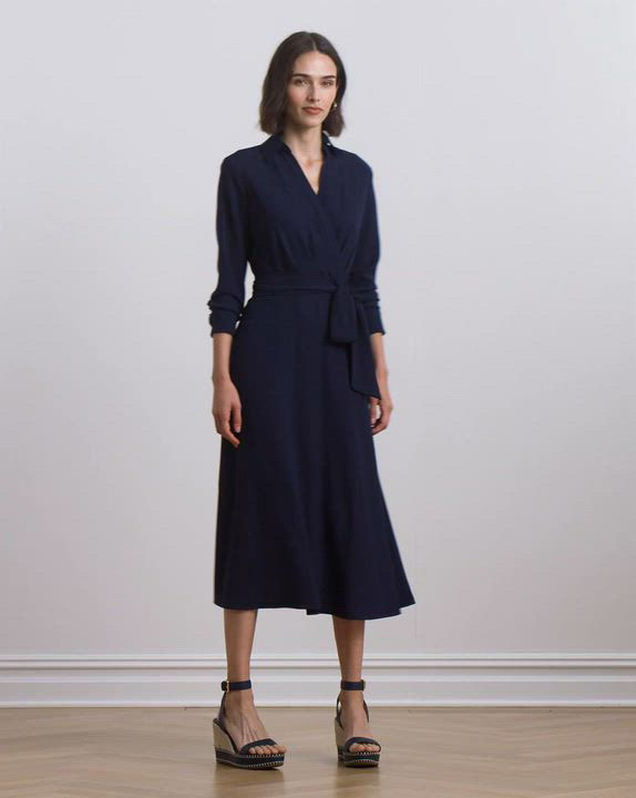【Ralph Lauren】Surplice フェイクラップ 長袖 Midiワンピース Ralph Lauren】Surplice フェイクラップ 長袖 Midiワンピース