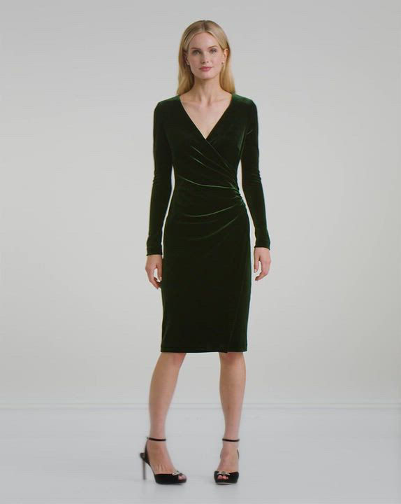 Lauren Ralph Lauren Women's Stretch Velvet Surplice Dress - Macy's