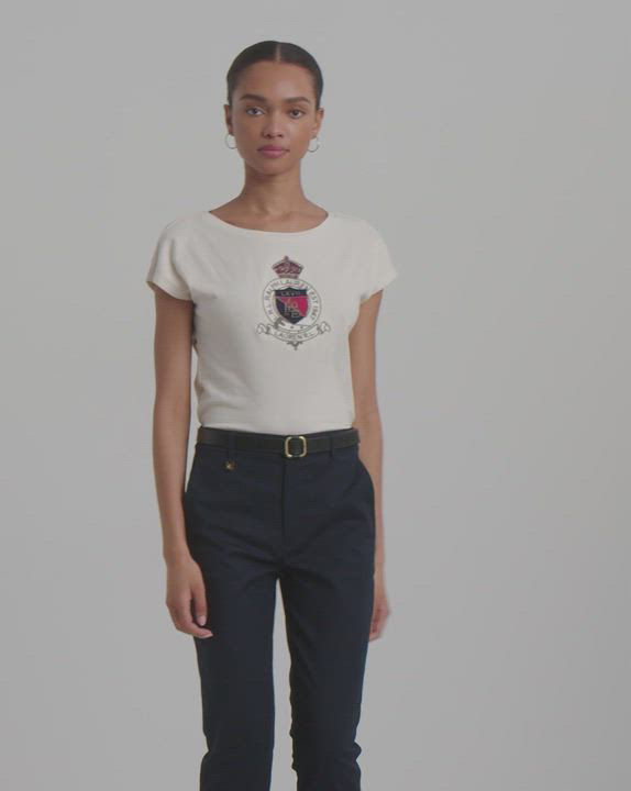 売れ筋商品|||ラルフローレン カットソー トップス レディース Women's Beaded-Logo Cotton Jersey Tee Birch Tan Lauren Ralph Lauren Women's Beaded-Crest Cotton Jersey Tee