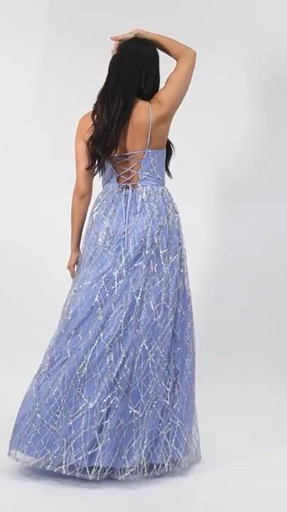 Say Yes Juniors' Glitter-Tulle Lace-Up V-Neck Gown, Created for Macy's -  Macy's