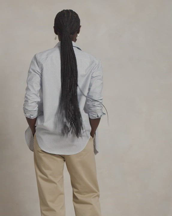 売れ筋商品|||ラルフローレン カットソー トップス レディース Women's Stretch Slim Fit Striped Oxford Shirt White/Heritage  s7-AI211941508001_lifestyle?