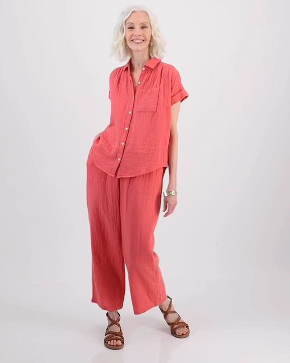 売れ筋商品|||スタイルアンドコー カットソー トップス レディース Petite Cotton Gauze Camp Shirt, Created for Macy's Bright White Style & Co Women's Cotton Gauze Short-Sleeve Button Up Shirt