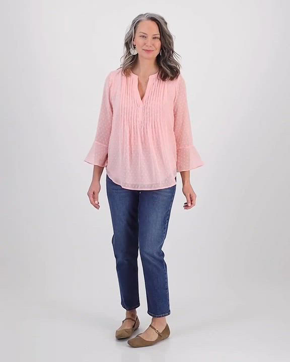 売れ筋商品|||スタイルアンドコー カットソー トップス レディース Women's Textured Pintuck Ruffle Sleeve Top, Regular & Petite, Created for Macy's Peachy Pink Style & Co Women's Textured Pintuck Ruffle Sleeve Top