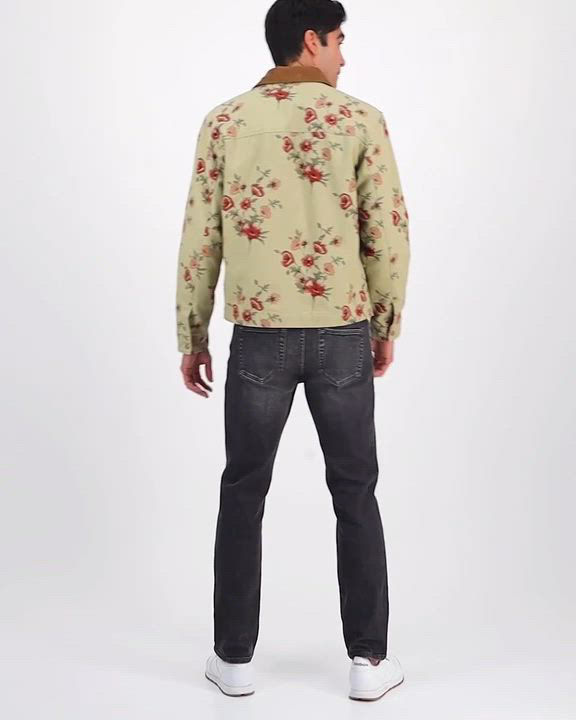Sun + Stone Men's Sean Long Sleeve Corduroy-Collar Zip-Front