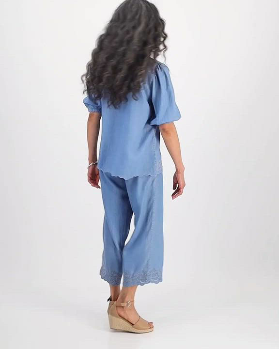 売れ筋商品|||スタイルアンドコー カットソー トップス レディース Women's Chambray Embroidered Elbow-Sleeve Top, Exclusively at Macy's Anna Wash Style & Co Women's Chambray Embroidered Elbow-Sleeve Top