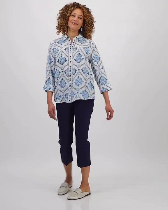 売れ筋商品|||ジェイエムコレクション カットソー トップス レディース Plus Size Embellished-Placket Button-Front Shirt, Exclusively at Macy's Neo Natura JM Collection Women's Embellished-Placket Button-Front Shirt