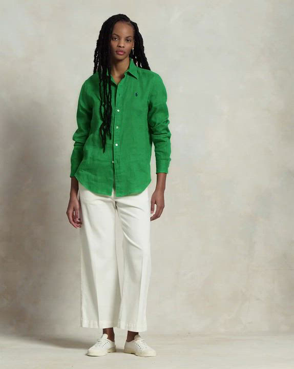 売れ筋商品|||ラルフローレン カットソー トップス レディース Women's Classic-Fit 100% Linen Shirt Adirondack Rose Classic Fit Linen Shirt