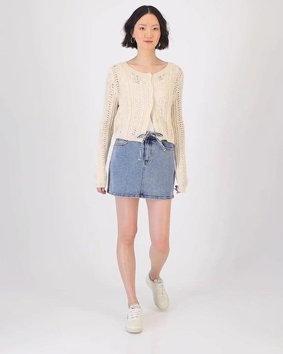And Now This Women's Drawstring Denim Mini Skirt