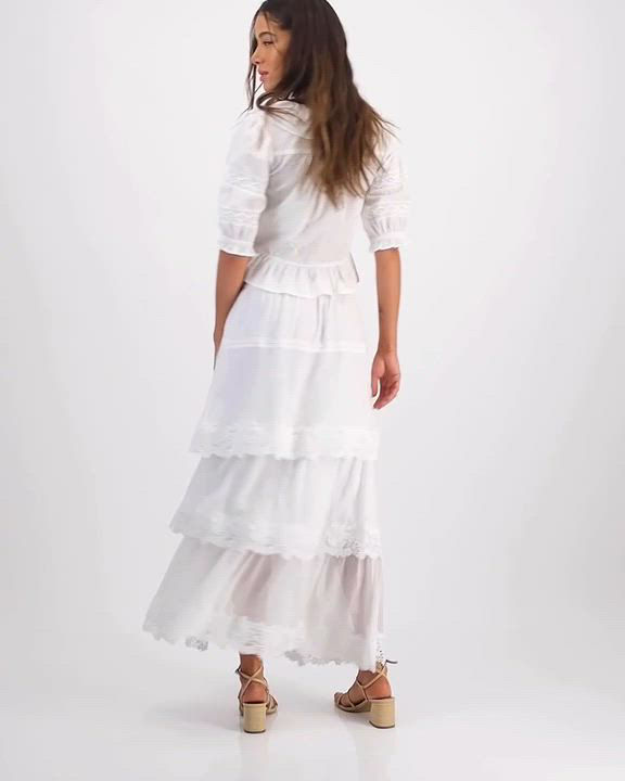 And Now This Women's Lace-Trim Tiered Maxi Skirt