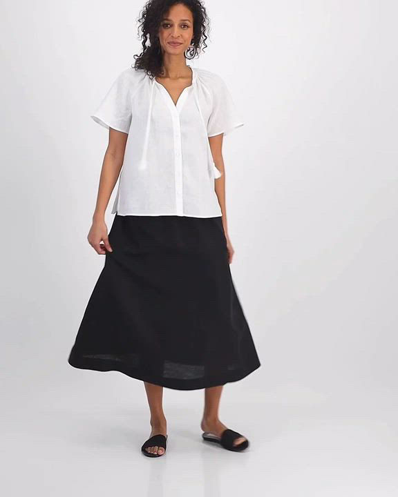 Charter Club Women's Linen Short-Sleeve Peasant Top