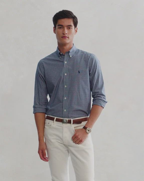 (取寄) ラルフローレン メンズ クラシック フィット ギンガム ストレッチ ポプリン シャツ Polo Ralph Lauren men Classic Fit Gingham Stretch Poplin Shirt Newport Navy White Polo Ralph Lauren Men's Classic-Fit Gingham Stretch Poplin Shirt