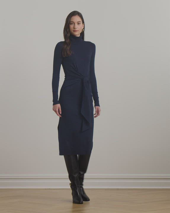 Lauren Ralph Lauren Women's Tie-Front Turtleneck Dress - Macy's