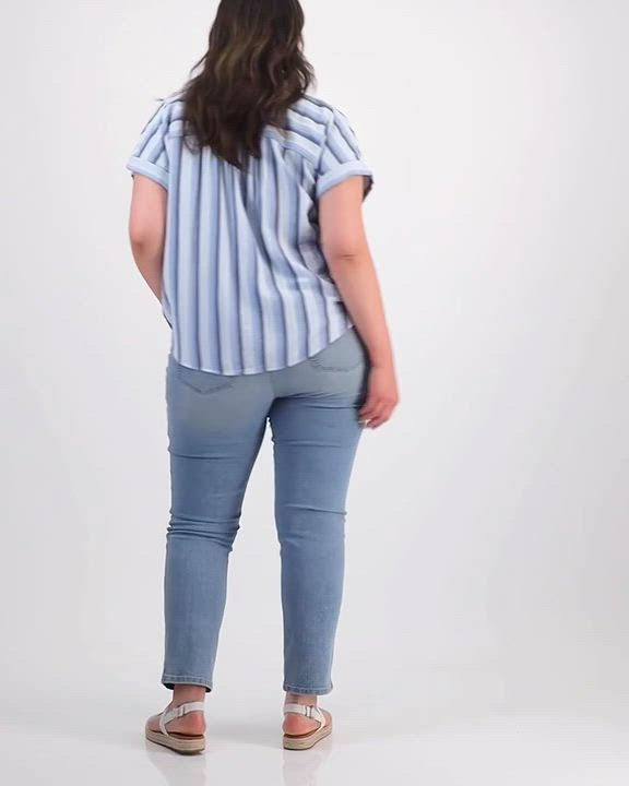 Style & Co Plus Size Striped Camp Shirt, Exclusively at