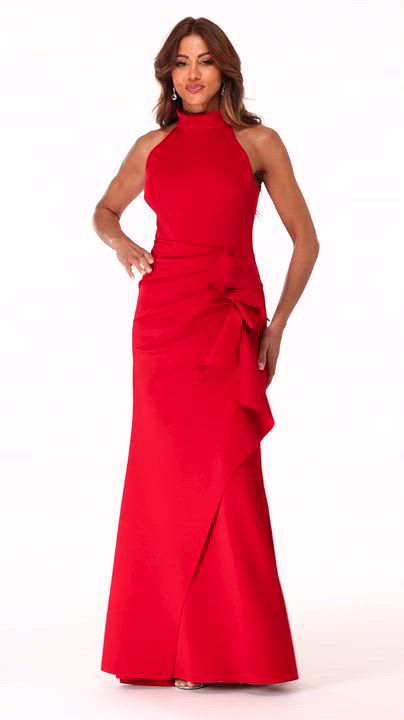 xscape women's ruffled sleeveless scuba fit & flare dress Xscape Women's One-Shoulder Ruffle Ball Gown - Navy