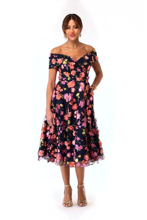 XSCAPE Women's Off-The-Shoulder Embroidered Floral Dress - Macy's