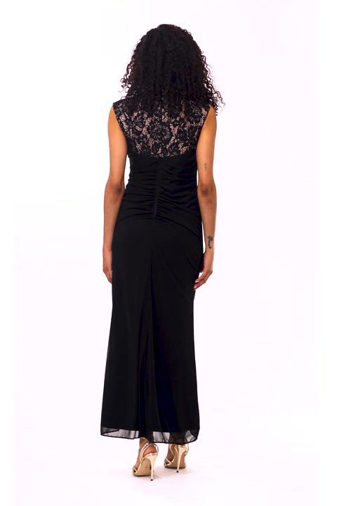 B&A By Betsy and Adam Betsy & Adam Women's Lace-Trim Ruched Jersey Gown -  Macy's