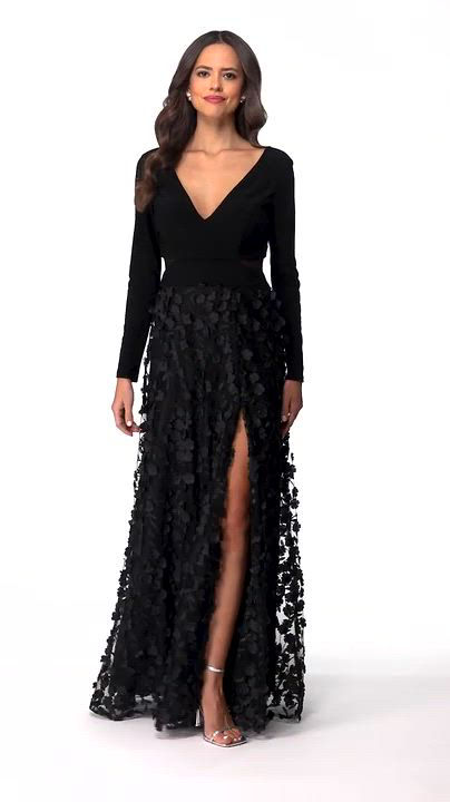 XSCAPE Mesh-Cutout Flower Gown - Macy's