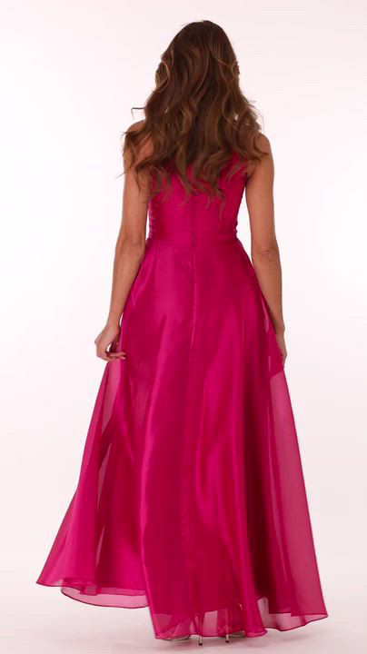metallic plunge dress Metallic Plunge Knot Back Column Dress with Side Slit missy / 12 / periwinkle