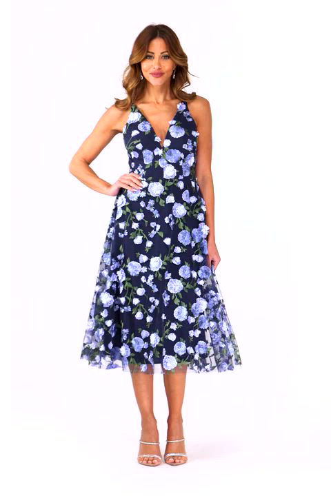 XSCAPE Women's Floral Embroidered Sleeveless Fit & Flare Dress - Macy's