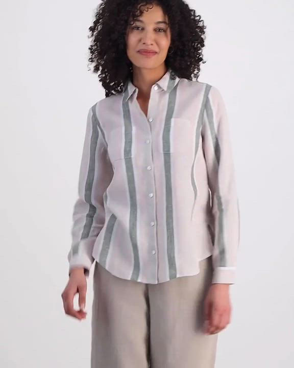 売れ筋商品|||チャータークラブ カットソー トップス レディース Petite Striped Linen Shirt, Exclusively at Macy's Neutral Co Charter Club Petite 100% Linen Striped Shirt, Exclusively at