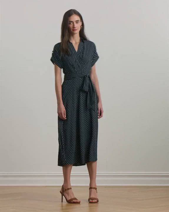 【Ralph Lauren】Polka-Dot Belted Crepe Dress ☆ ドレスワンピ Polka-Dot Belted Crepe Dress