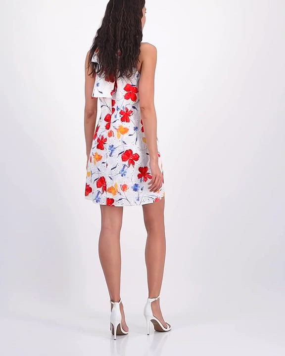 Anne Klein Women's Printed Cotton Eyelet Sleeveless Shift Dress - Macy's