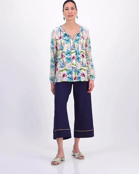 売れ筋商品|||ジェイエムコレクション カットソー トップス レディース Women's Printed Tie-Neck Long-Sleeve Blouse, Exclusively at Macy's Magnolia Blossom Combo JM Collection Women's Printed Tie-Neck Long-Sleeve Blouse