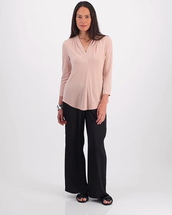 JM Collection Women's 3/4 Sleeve V-Neck Knit Top, Created