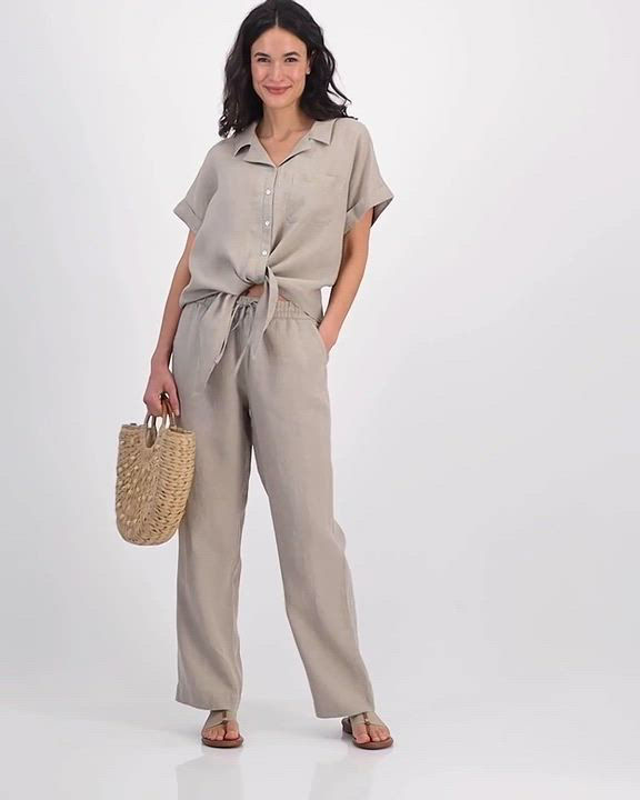 売れ筋商品|||チャータークラブ カットソー トップス レディース Women's 100% Linen Tie-Front Shirt, Created for Macy's Bright White Charter Club Women's 100% Linen Split-Neck Tie-Cuff Top