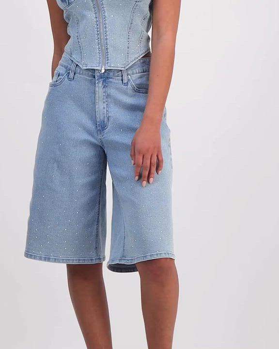 Bar III Women's Stud-Front Denim Bermuda Shorts, Exclusively