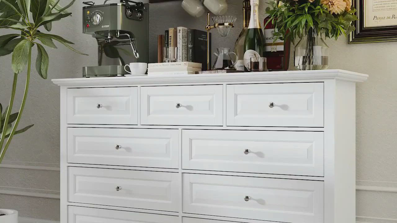 HOMSEE 9-Drawer Gray Wood Dresser Bedroom Storage Cabinet Modern Style -  Macy's