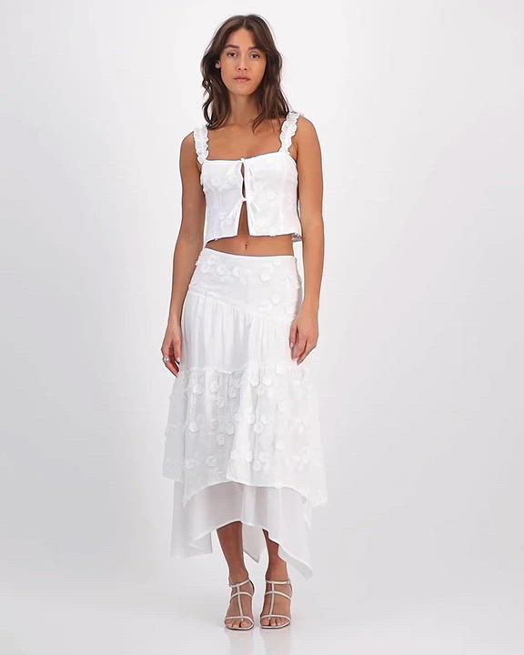 スカート GROVE GRVB_Sheer Floral Skirt (WHITE) GRVB_Sheer Floral Skirt [2COLOR] - GROVE