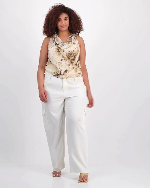 売れ筋商品|||バースリー カットソー トップス レディース Plus Size Printed Chiffon Cowlneck Sleeveless Top, Exclusively at Macy's Aimee Animal Bar III Plus Size Printed Chiffon Cowlneck Sleeveless Top