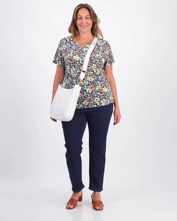 売れ筋商品|||スタイルアンドコー カットソー トップス レディース Plus Size Printed Henley Short-Sleeve Top, Exclusively at Macy's Shiitake Combo Style & Co Plus Size Printed Henley Short-Sleeve Top