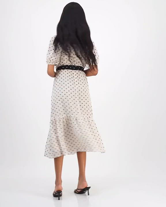 julia jordan Women's Dot-Print Short-Sleeve Midi Chiffon