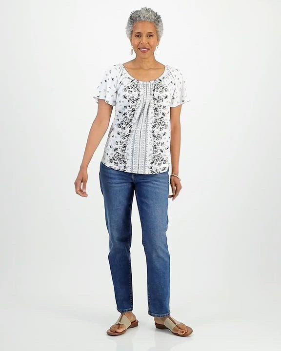 Style & Co Women's Lace-Trim V-Neck Top, Exclusively at