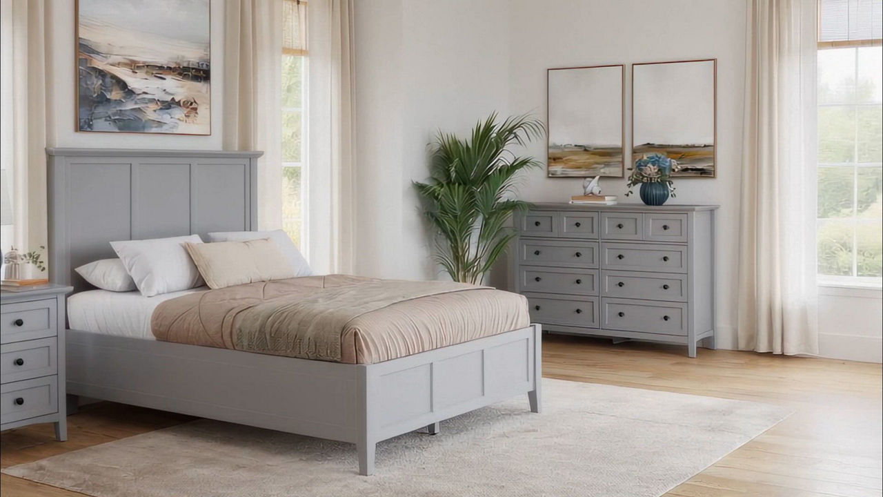 sachin and babi light blue dress Bungalow Dover Grey Queen Bedroom Set main image 1