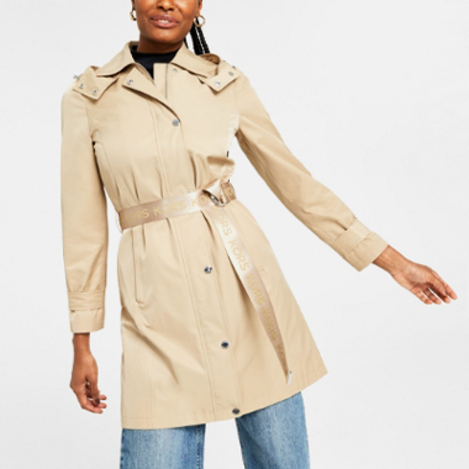 BCBGeneration Women's Petite Faux-Leather Belted Trench Coat - Macy's