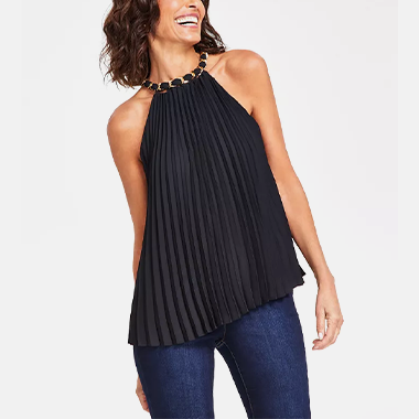 Adrienne Vittadini Women's Sweetheart Neck Lace Sleeve Top - Macy's